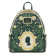 Backpack with floral design and silhouette of a woman on a white background