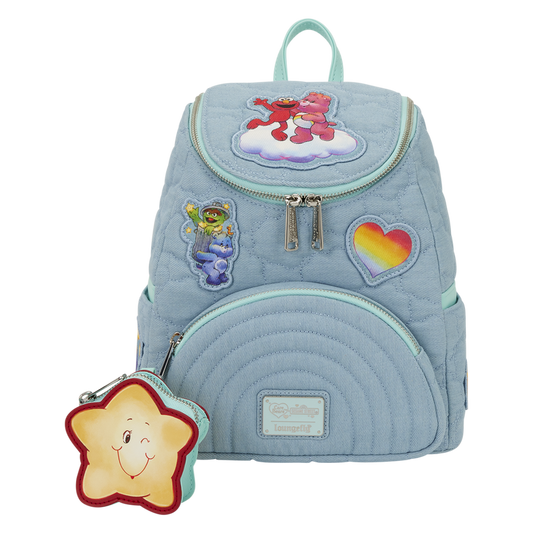 Loungefly Care Bears x Sesame Street Denim Mini Backpack with Star Coin Bag