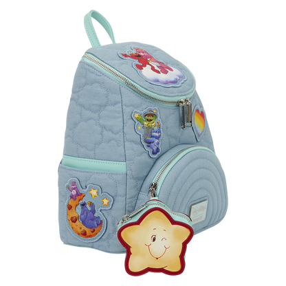 Loungefly Care Bears x Sesame Street Denim Mini Backpack with Star Coin Bag