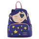 Backpack with a design of a girl holding a leaf and stars on a white background