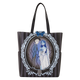 Tote bag with a design of a couple in a frame on a striped background