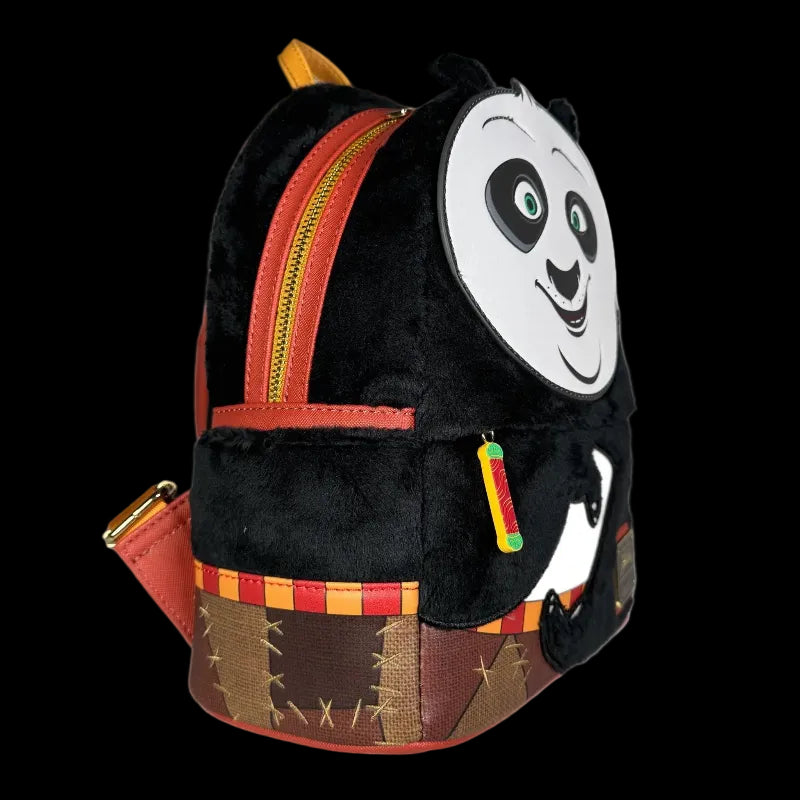 Plush backpack with a panda design on a white background
