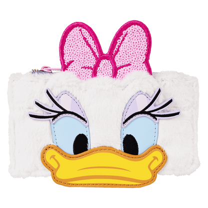 Pouch with a cartoon character face design on a white background
