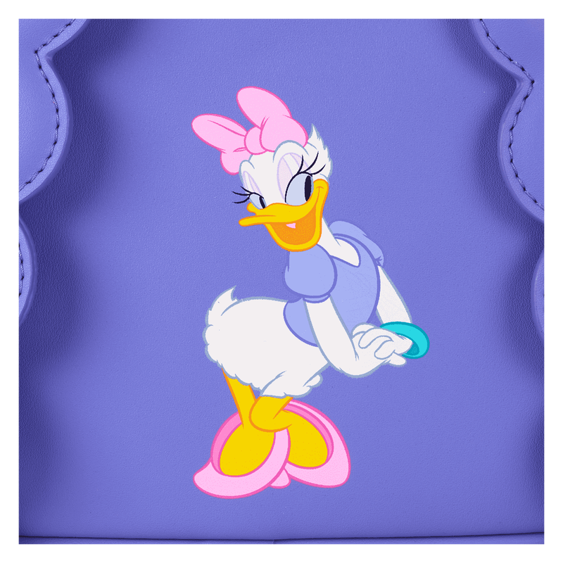 Cartoon character on a purple background