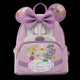 Purple backpack with floral design and bow, resembling a character from Disney.