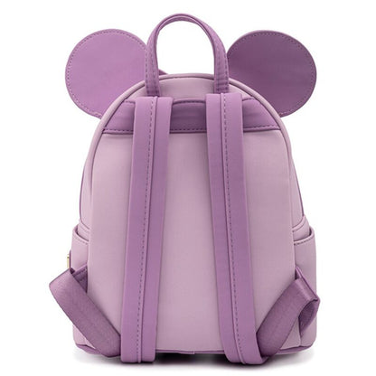 Purple backpack with mouse ears on a white background