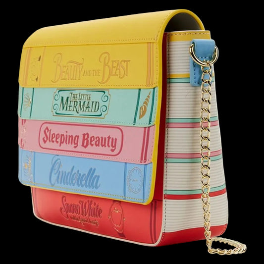 Colorful bag with Disney character names on a white background