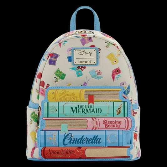Backpack with Disney book design on a white background