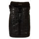 Black backpack with a pattern on a white background