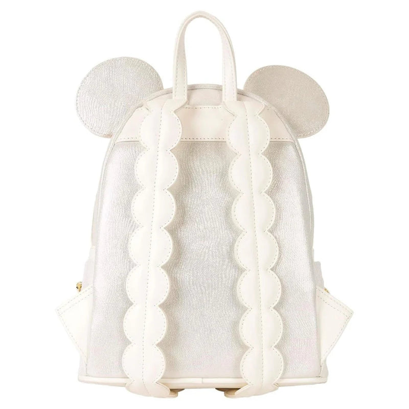 White backpack with scalloped edges and ears on a white background