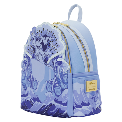 Light blue backpack with ocean-themed design and 'Beverly' brand label on a white background