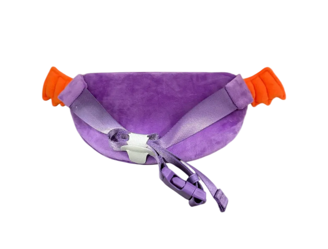 Purple dog muzzle with orange ends on a white background