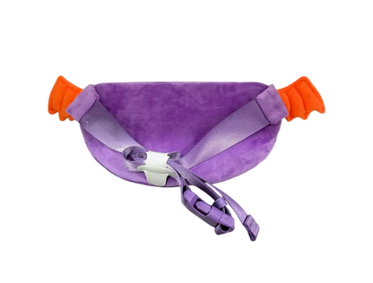 Purple dog muzzle with orange ends on a white background