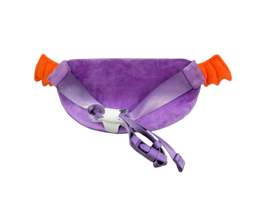 Purple dog muzzle with orange ends on a white background