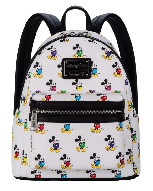 Backpack with Mickey Mouse pattern on a white background