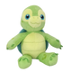 Green plush turtle toy on a white background
