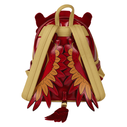 Backpack with red and beige design on a white background