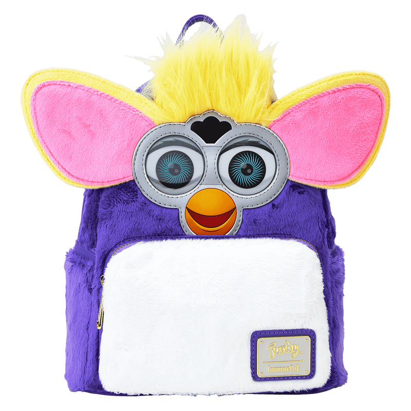 Plush backpack with a cartoon character design on a white background