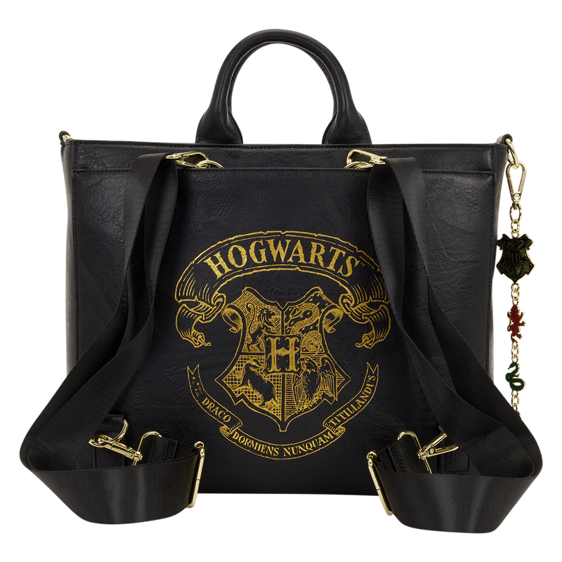 Black bag with Hogwarts crest on a white background