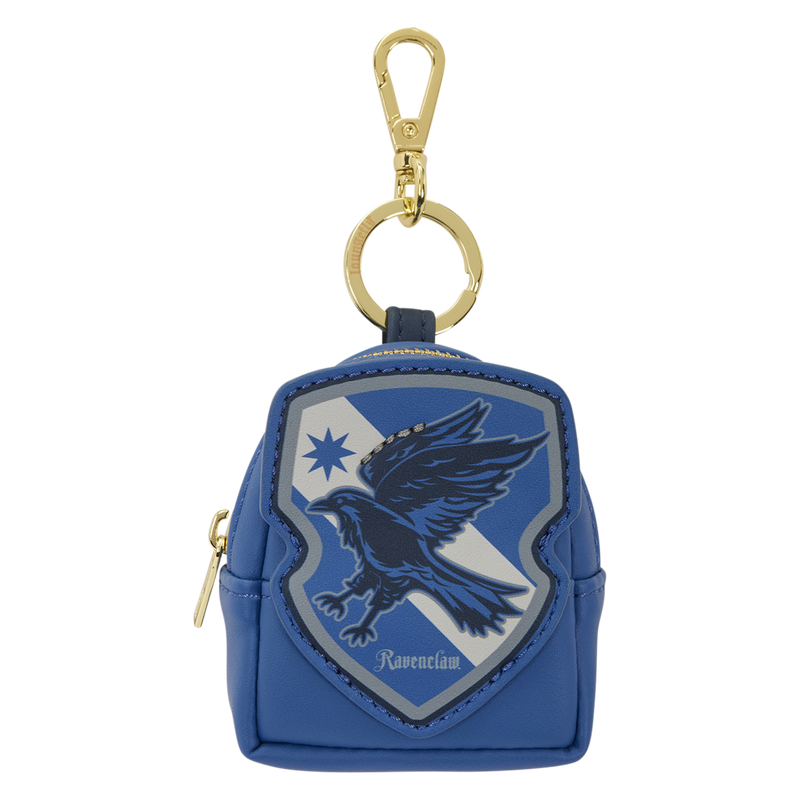 Blue Ravenclaw-themed keychain with a gold clasp on a white background