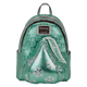 Green textured backpack with snowflake design and 'Kisses' branding on a white background