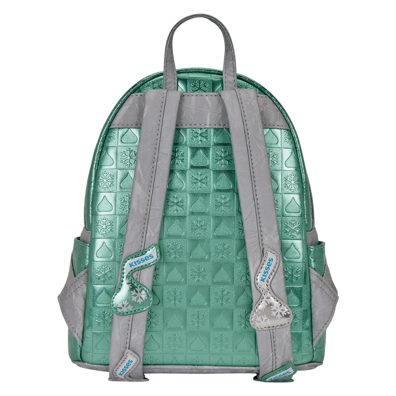 Green backpack with gray straps on a white background