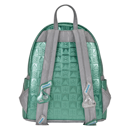 Green backpack with gray straps on a white background