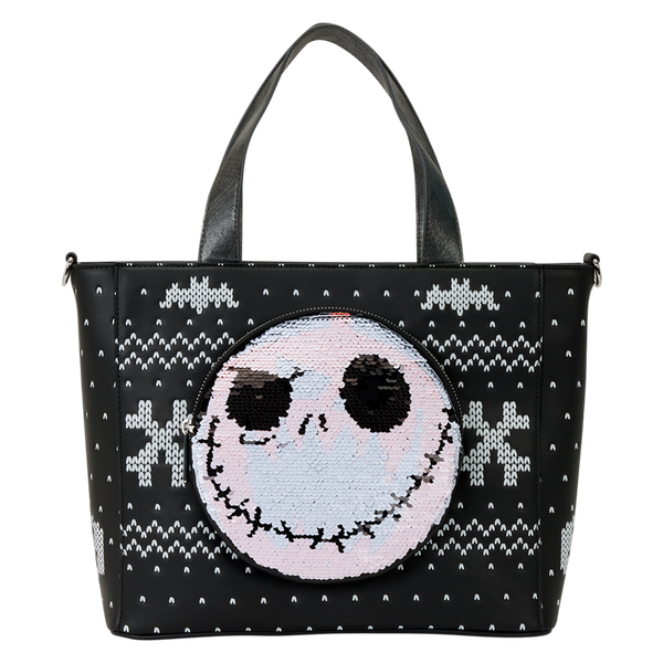 The Nightmare Before Christmas Jack Skellington Reversible Sequins Tote Crossbody Bag with Coin Bag Loungefly Disney