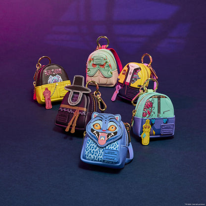 Collection of colorful keychains on a dark background