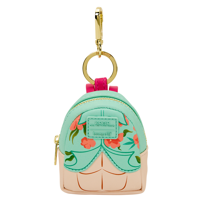 Floral-patterned keychain pouch with gold clasp on a white background