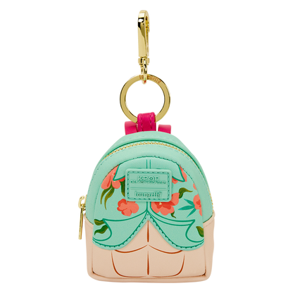Floral-patterned keychain pouch with gold clasp on a white background