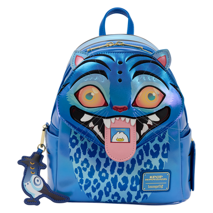 Blue animal-themed backpack with a cartoon face on a white background