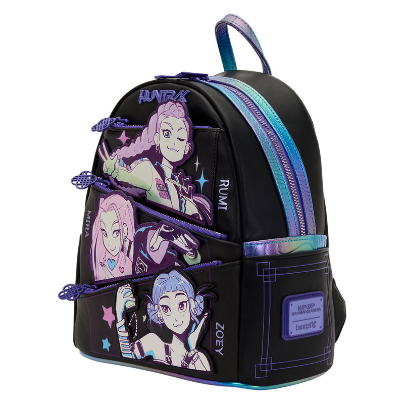 Backpack with character designs on a white background