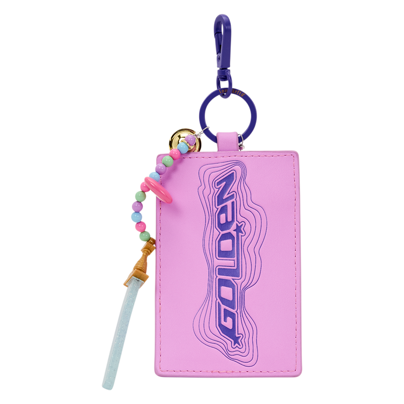 Pink keychain with 'GOLDEN' branding on a white background