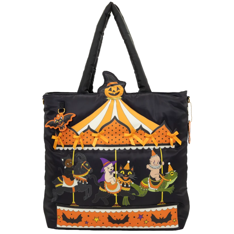 Kewpie Creepy Carousel Oversized Padded Satin Tote Bag Whatever! Makes You Happy