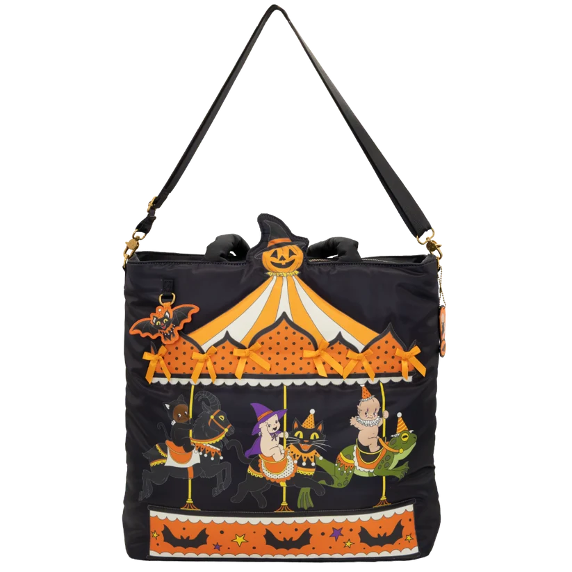 Kewpie Creepy Carousel Oversized Padded Satin Tote Bag Whatever! Makes You Happy