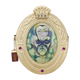 Decorative mirror with a character design in an ornate frame on a white background