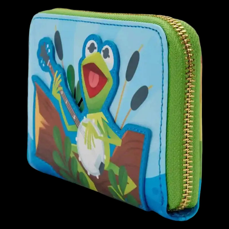 Children's wallet with a frog character on a blue background