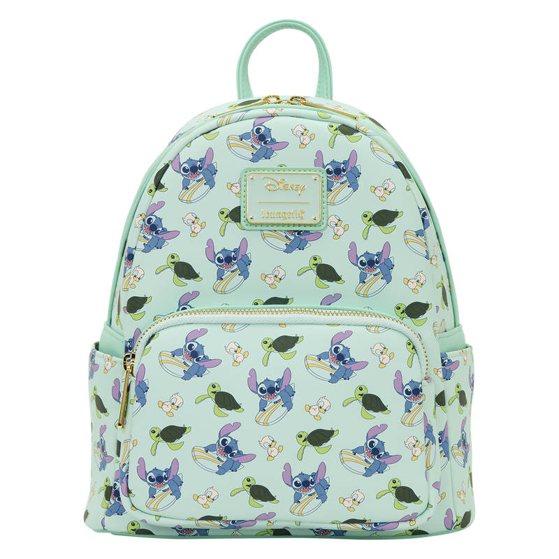 Backpack with cartoon character pattern on a white background