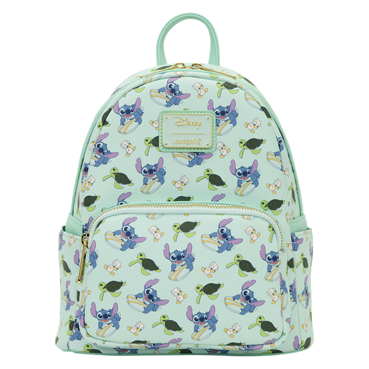 Backpack with cartoon character pattern on a white background