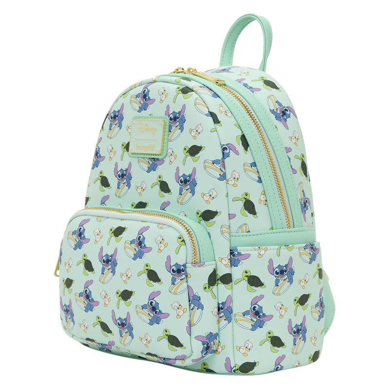Backpack with cartoon character pattern on a white background
