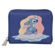 Blue wallet with cartoon character design on a white background