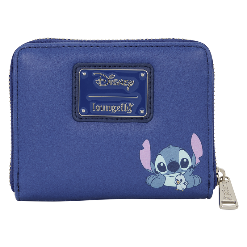 Blue wallet with Disney character design on a white background