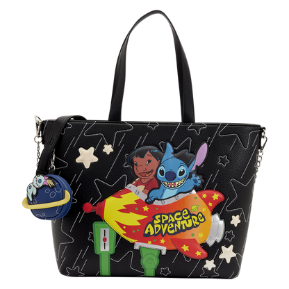 Loungefly Disney Lilo & Stitch Space Adventure Glow Tote Crossbody Bag with Coin Bag