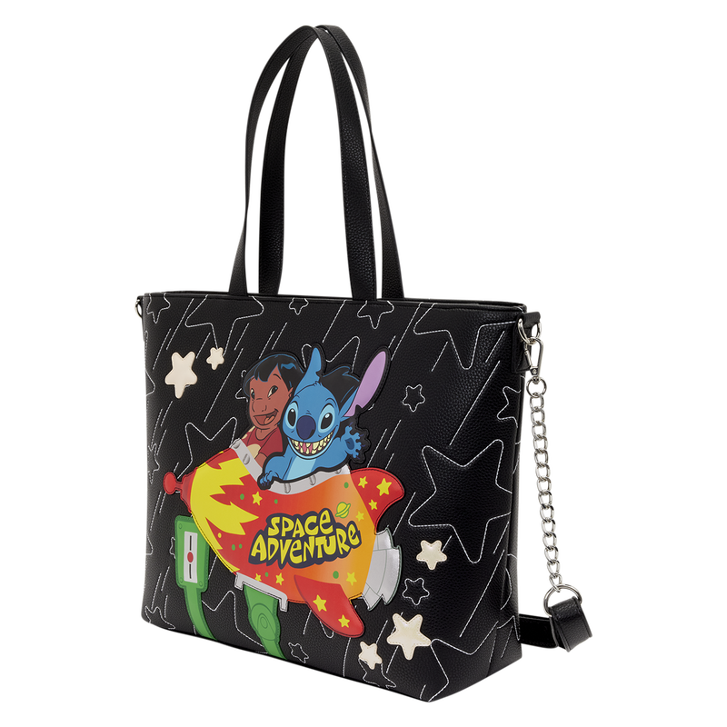 Loungefly Disney Lilo & Stitch Space Adventure Glow Tote Crossbody Bag with Coin Bag