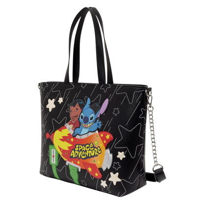 Loungefly Disney Lilo & Stitch Space Adventure Glow Tote Crossbody Bag with Coin Bag