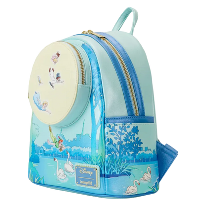 Backpack with fairy tale design featuring characters and scenes.