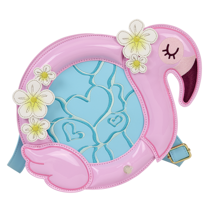 Loungefly Flamingo Pool Float Figural Crossbody Bag with Coin Bag