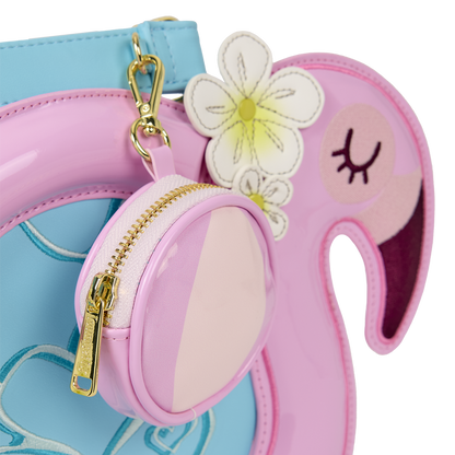 Loungefly Flamingo Pool Float Figural Crossbody Bag with Coin Bag