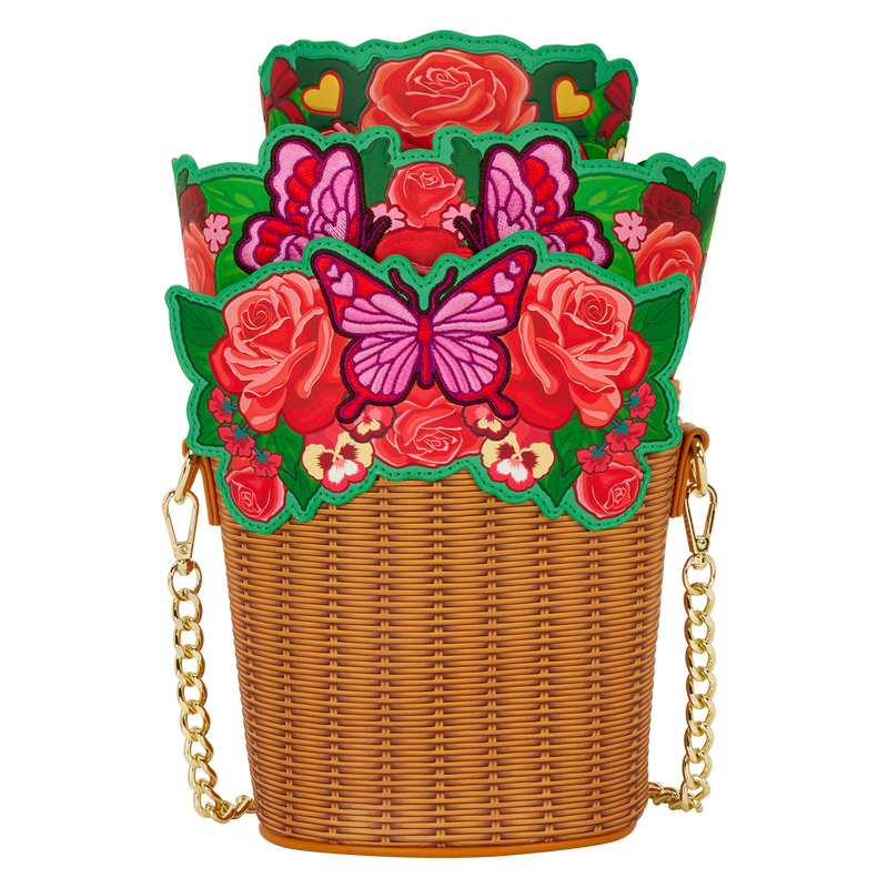 Loungefly Flower Basket Figural Crossbody Bag with Butterflies